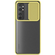 KZY Xiaomi Mi Note 10 Lite Kapak Lensi Açılır Kapanır Kamera Korumalı Silikon Kılıf Sarı