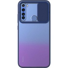 KZY Xiaomi Redmi Note 8 Kapak Lensi Açılır Kapanır Kamera Korumalı Silikon Kılıf Lacivert