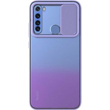 KZY Xiaomi Redmi Note 8 Kapak Lensi Açılır Kapanır Kamera Korumalı Silikon Kılıf Lila