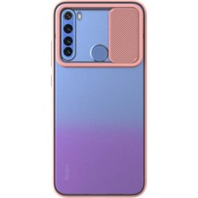 KZY Xiaomi Redmi Note 8 Kapak Lensi Açılır Kapanır Kamera Korumalı Silikon Kılıf Pudra