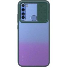 KZY Xiaomi Redmi Note 8 Kapak Lensi Açılır Kapanır Kamera Korumalı Silikon Kılıf Yeşil