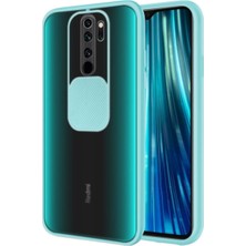 KZY Xiaomi Redmi Note 8 Pro Kapak Lensi Açılır Kapanır Kamera Korumalı Silikon Kılıf Turkuaz