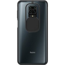 KZY Xiaomi Redmi Note 9 Pro Kapak Lensi Açılır Kapanır Kamera Korumalı Silikon Kılıf Siyah