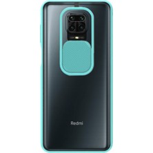 KZY Xiaomi Redmi Note 9s Kapak Lensi Açılır Kapanır Kamera Korumalı Silikon Kılıf Turkuaz