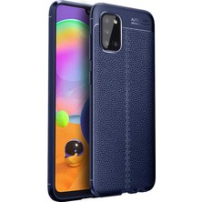 Tekno Grup Samsung Galaxy A02S Kılıf Ultra Korumalı Deri Desenli Lüx Niss Silikon Kılıf + Tam Kaplayan 6d Nano Ekran Koruyucu Lacivert