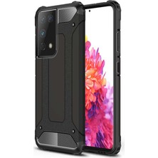 noktaks - Samsung Galaxy S21 Ultra - Kılıf Çift Katman Zırh Tank Crash Military Kapak - Siyah - T16044