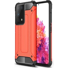 kilifone - Samsung Galaxy S21 Ultra - Kılıf Çift Katman Zırh Tank Crash Military Kapak - Kırmızı - T16044