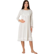 Effort Pijama E&s Collection  Ekru Emzirme Özellikli Lohusa Gecelik 2016