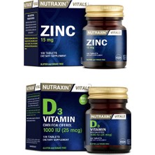 Nutraxin Çinko Takviyesi 15 Mg 100 Tablet + D3 Vitamini 1000 Iu 120 Tablet