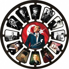 Galaxy 734 Serisi Atatürk Desenli Sessiz Akar Duvar Saati 50 cm