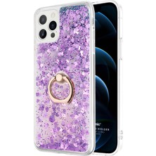 Microsonic Apple iPhone 12 Pro Kılıf Glitter Liquid Holder Mor