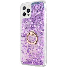 Microsonic Apple iPhone 12 Pro Kılıf Glitter Liquid Holder Mor