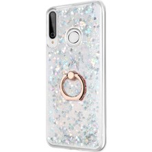 Microsonic Huawei P40 Lite E Kılıf Glitter Liquid Holder Gümüş