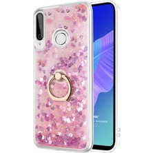 Microsonic Huawei P40 Lite E Kılıf Glitter Liquid Holder Pembe