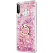 Microsonic Huawei P40 Lite E Kılıf Glitter Liquid Holder Pembe