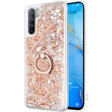 Microsonic Oppo A91 Kılıf Glitter Liquid Holder Gold