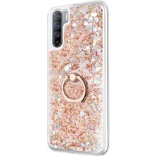 Microsonic Oppo A91 Kılıf Glitter Liquid Holder Gold