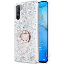 Microsonic Oppo A91 Kılıf Glitter Liquid Holder Gümüş