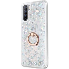 Microsonic Oppo A91 Kılıf Glitter Liquid Holder Gümüş