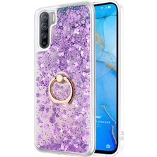 Microsonic Oppo A91 Kılıf Glitter Liquid Holder Mor