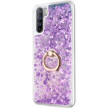 Microsonic Oppo A91 Kılıf Glitter Liquid Holder Mor