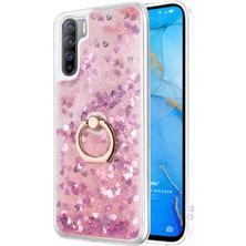 Microsonic Oppo A91 Kılıf Glitter Liquid Holder Pembe