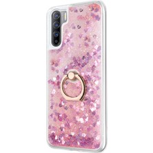 Microsonic Oppo A91 Kılıf Glitter Liquid Holder Pembe