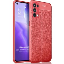 Microsonic Oppo Reno 5 5g Kılıf Deri Dokulu Silikon Kırmızı