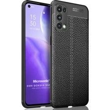 Microsonic Oppo Reno 5 5g Kılıf Deri Dokulu Silikon Siyah
