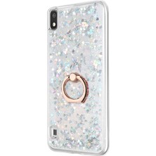 Microsonic Galaxy A10 Kılıf Glitter Liquid Holder Gümüş