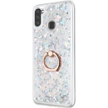 Microsonic Samsung Galaxy A11 Kılıf Glitter Liquid Holder Gümüş