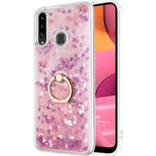 Microsonic Samsung Galaxy A20S Kılıf Glitter Liquid Holder Pembe