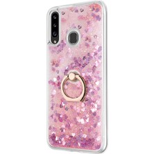 Microsonic Samsung Galaxy A20S Kılıf Glitter Liquid Holder Pembe