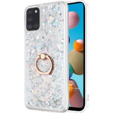 Microsonic Samsung Galaxy A21S Kılıf Glitter Liquid Holder Gümüş