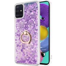 Microsonic Galaxy A71 Kılıf Glitter Liquid Holder Mor