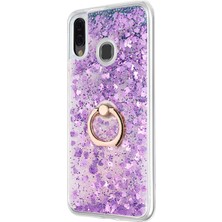 Microsonic Samsung Galaxy M20 Kılıf Glitter Liquid Holder Mor