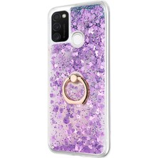 Microsonic Samsung Galaxy M21 Kılıf Glitter Liquid Holder Mor