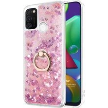 Microsonic Samsung Galaxy M21 Kılıf Glitter Liquid Holder Pembe