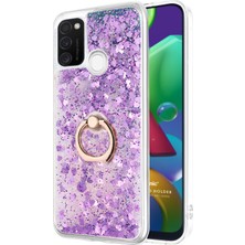 Microsonic Samsung Galaxy M30S Kılıf Glitter Liquid Holder Mor