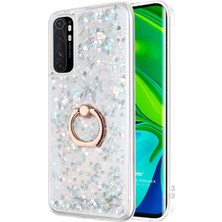 Microsonic Xiaomi Mi Note 10 Lite Kılıf Glitter Liquid Holder Gümüş