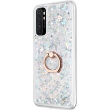 Microsonic Xiaomi Mi Note 10 Lite Kılıf Glitter Liquid Holder Gümüş