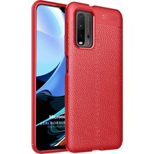 Microsonic Xiaomi Redmi 9t Kılıf Deri Dokulu Silikon Kırmızı