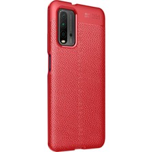 Microsonic Xiaomi Redmi 9t Kılıf Deri Dokulu Silikon Kırmızı