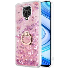 Microsonic Xiaomi Redmi Note 9s Kılıf Glitter Liquid Holder Pembe