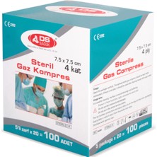 Ds Sağlık Steril Gaz Kompres 7.5 cm x 7.5 cm 4 Kat 100'lü