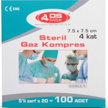 Ds Sağlık Steril Gaz Kompres 7.5 cm x 7.5 cm 4 Kat 100'lü