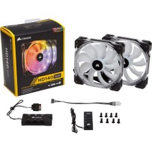 CORSAIR CO-9050069-WW HD140 RGB LED HİGH PERFORMANCE 140MM PWM FAN, KONTROLCÜ İLE BİRLİKTE, 2'Lİ PAKET