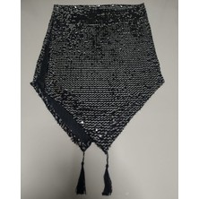 Kırlent Dünyası  Gümüş Renkli Pulllu Payetli Runner