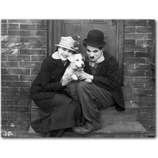 Caka Tablo Ahşap Tablo Charlie Chaplin ve Edna Purviance