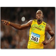 Caka Tablo Ahşap Tablo Usain Bolt Jamaika Sprint 2008 Olimpiyat Sporları